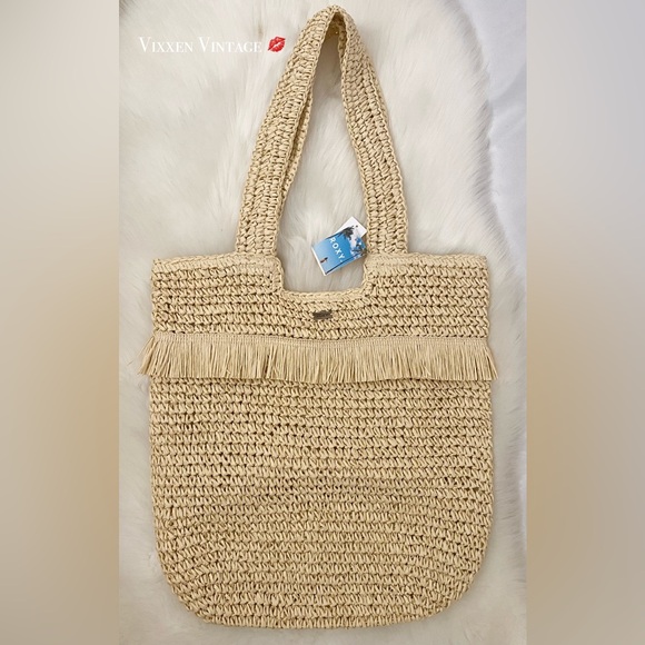 ROXY WOVEN STRAW \'JUNGLE JACK\' TOTE BAG IN NATURAL